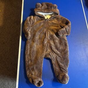H&M Faux Shearling Overall Brown Sz 2-4 months